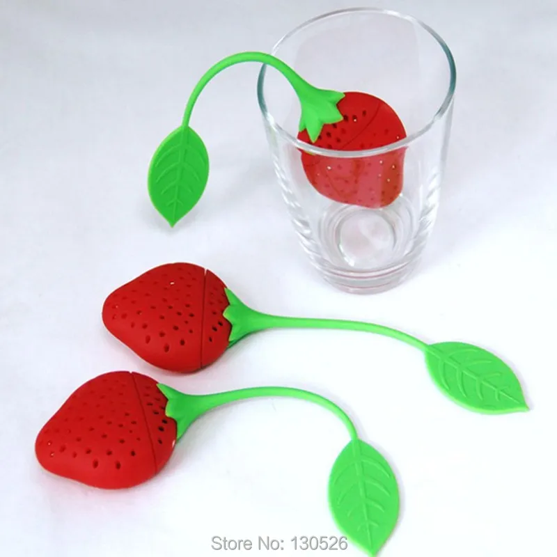 

Reuseable safe Silicone Strawberry Shape Tea Leaf Bag Holder Coffee Herb Punch Filter Infuser Coffee Tools Kitchen Accessories