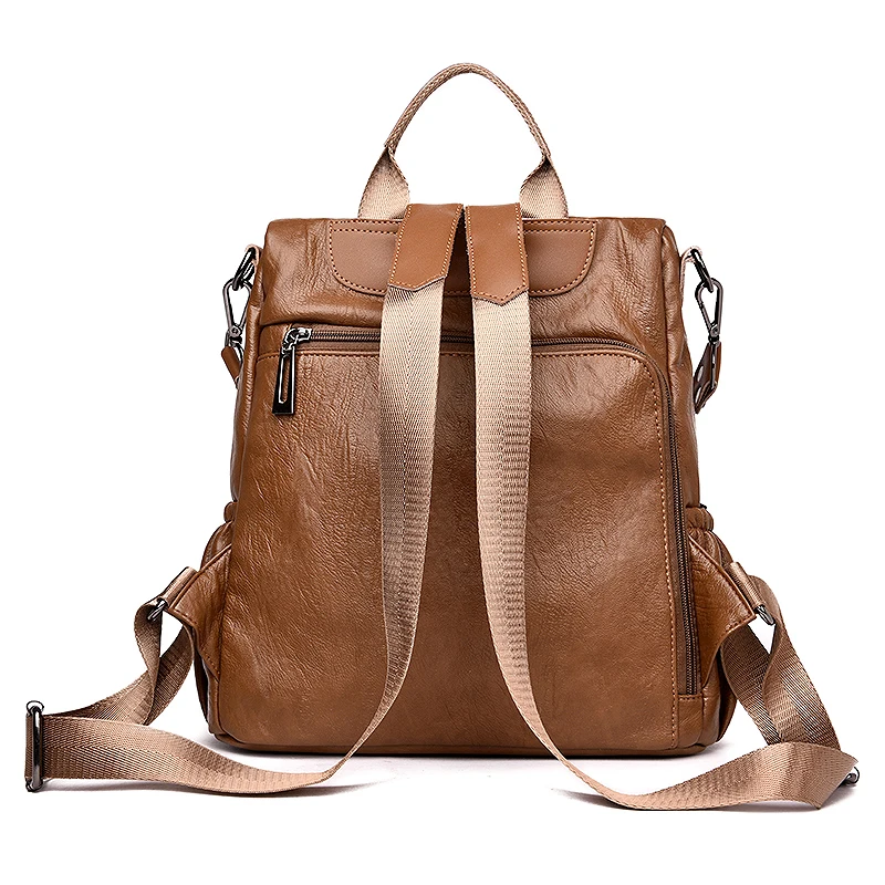 Винтажный женский рюкзак от известного бренда, кожаная женская сумка, простая сумка для книг, большая Вместительная дорожная сумка, сумки на плечо для женщин