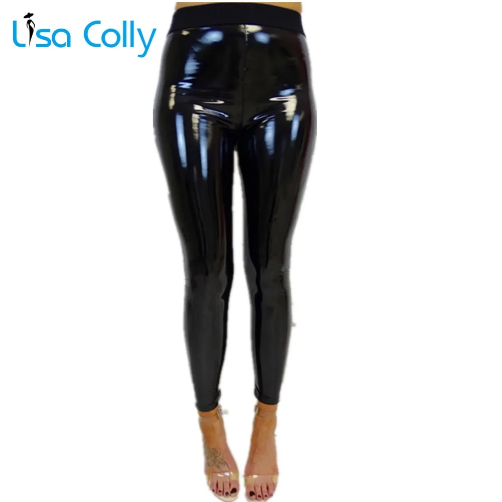 

Lisa Colly Women High Waist Leather Pants Woman's Thick Warm PU Leather Pants Trousers Winter Skinny leggings Black Pencil Pants