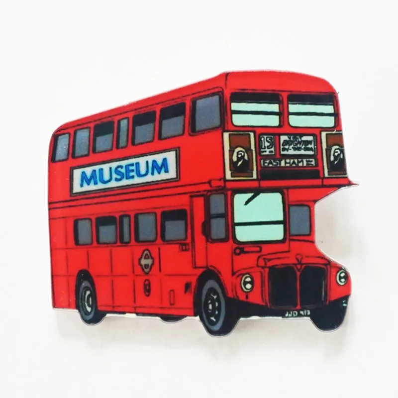 

1Pcs Bus Harajuku Kawaii Brooch Acrylic Badges Icons on The Backpack Pin Badge Decoration clothes Badges decoration craft