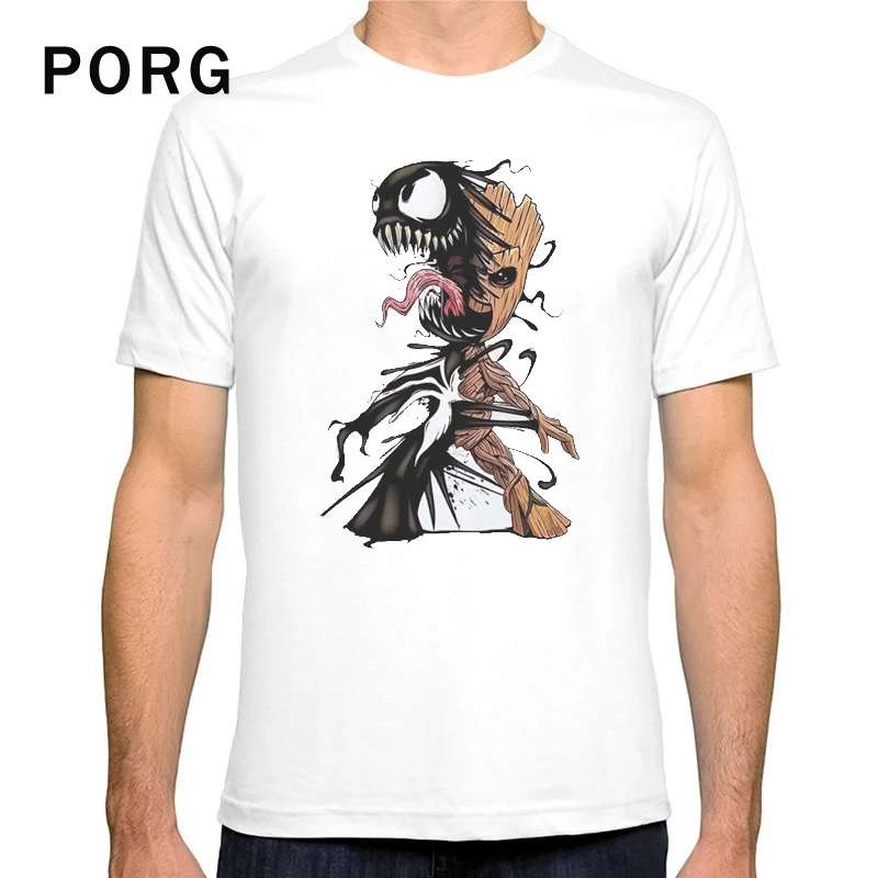 Groot and Venom Tshirt Harajuku Streetwear Tops&Tees for Men Casual Fashion T Shirt Short Sleeve Men's Clothing Summer 2019