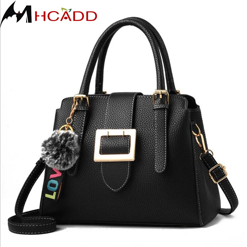 

MHCADD Fashion 2018 PU Leather Shoulder Bag Ladies Handbags Famous Brands Women Black Tote Bag Casual Women Bag Sac A Main Femme