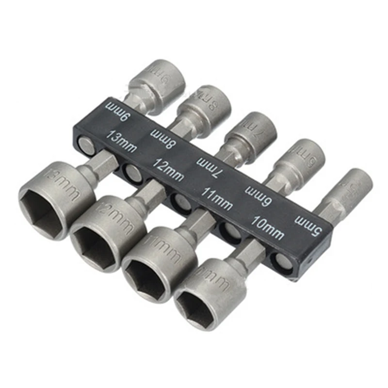 9pcs/set Nozzles Nut Driver Set Drill Bit Adapter 5mm 19mm Hex