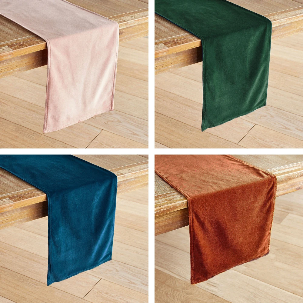 ESSIE HOME 12 Colors Available Matte Velvet High End Table Runner Green