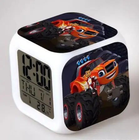 Blaze and Monster Machines светодиодный цифровой будильник часы reloj despertador de cateceira horloge digitale детские игрушки подарки - Цвет: Серый