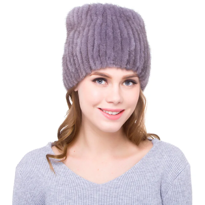 Меховые шапочки ручной работы для российских женщин из настоящей норки, шапки бини, зимние женские теплые шапки, модный головной убор LF5085