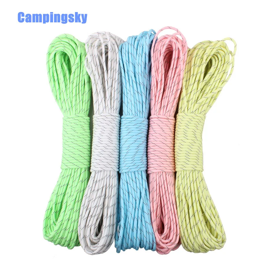 CAMPINGSKY الوهج في الظلام عاكس Paracord 9 السواحل 5 الألوان المتاحة بقاء المظلة الحبل CAMPINGSKY الوهج في الظلام عاكس Paracord 9 السواحل 5 الألوان المتاحة بقاء المظلة الحبل