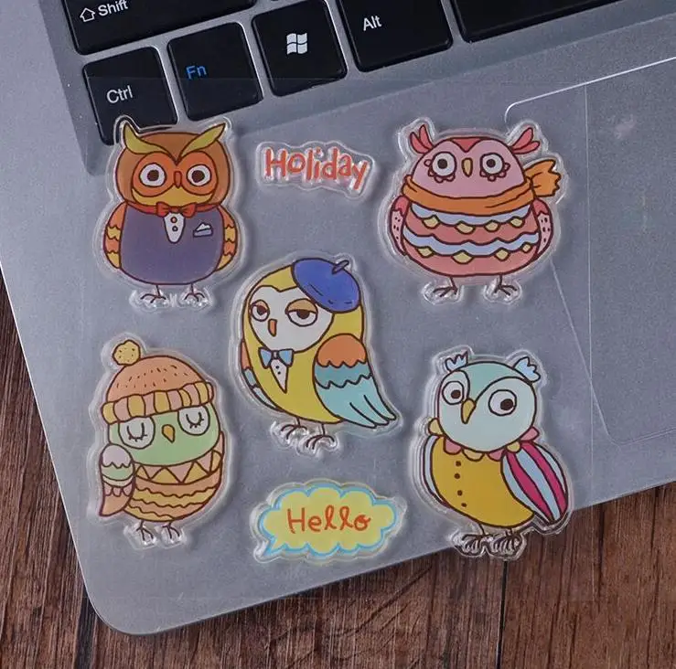 

colour owl Transparent Clear Stamps Fox owl Silicone Seals Roller Stamp DIY scrapbooking photo album/Card Making