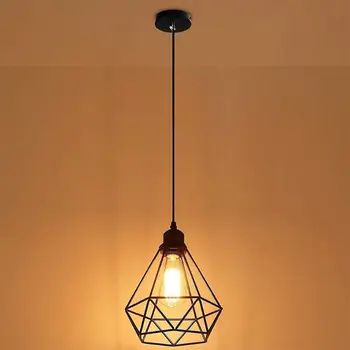 

Lampshade Pendant Light Decor Indutrial Wire Cage Style Retro Birdcage Style Ceiling Metal Easy Fit For Home