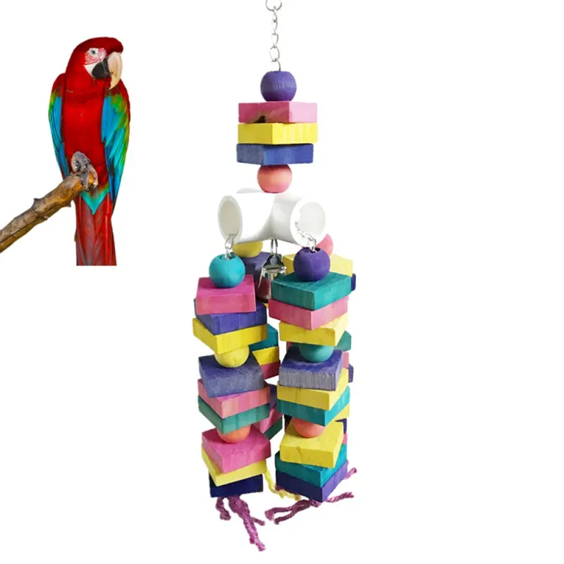 Лестница большой, средних и малых попугай Цвет строительные блоки Укус игрушка Цвет ful укус лестнице строку любимая игрушка