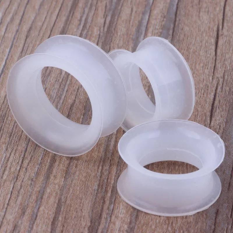 

1 Pair Clear Transparent Soft Silicone Hollow Ear Tunnel And Plug Stretching Gauge Doubled Flared Body Piercing Flesh Tunnels
