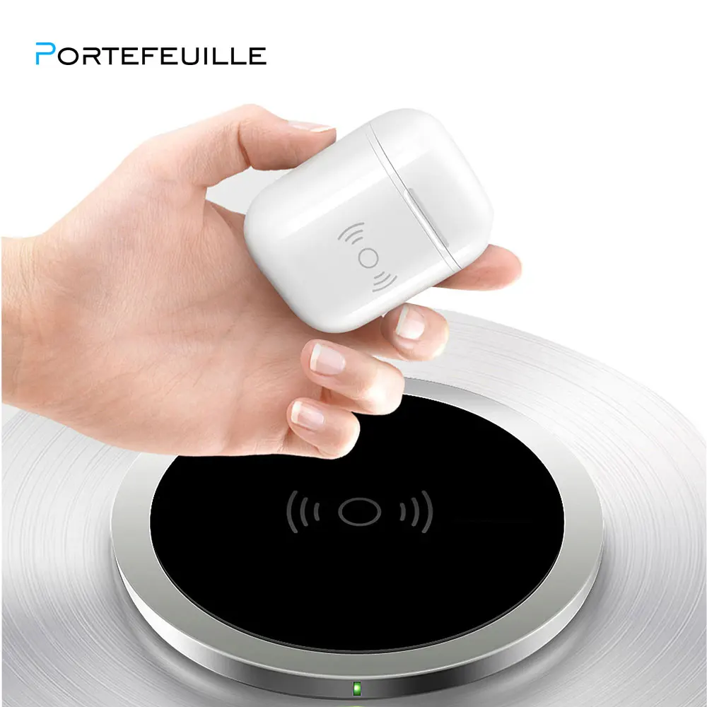 Portefeuille для AirPods чехол беспроводной зарядки защитный Qi Apple Air Pods Наушники