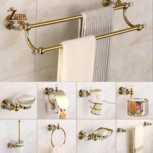 

ZGRK Classical Solid Brass Bathroom Hardware Set Gold Polished Accessories Wall-Mounted Towel Bar Paper Holder Bathroom Products
