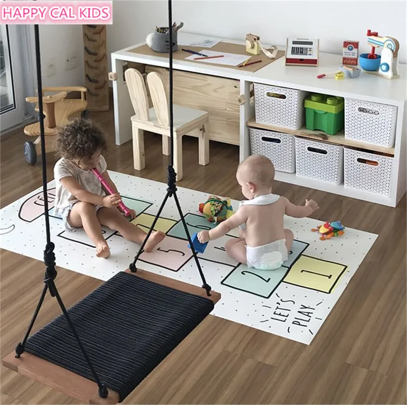 

New arrival Macaron color Baby Hopscotch Game Mat Cartoon Printing Children Infant Adventure Rug Road Carpet Crawling Blanket