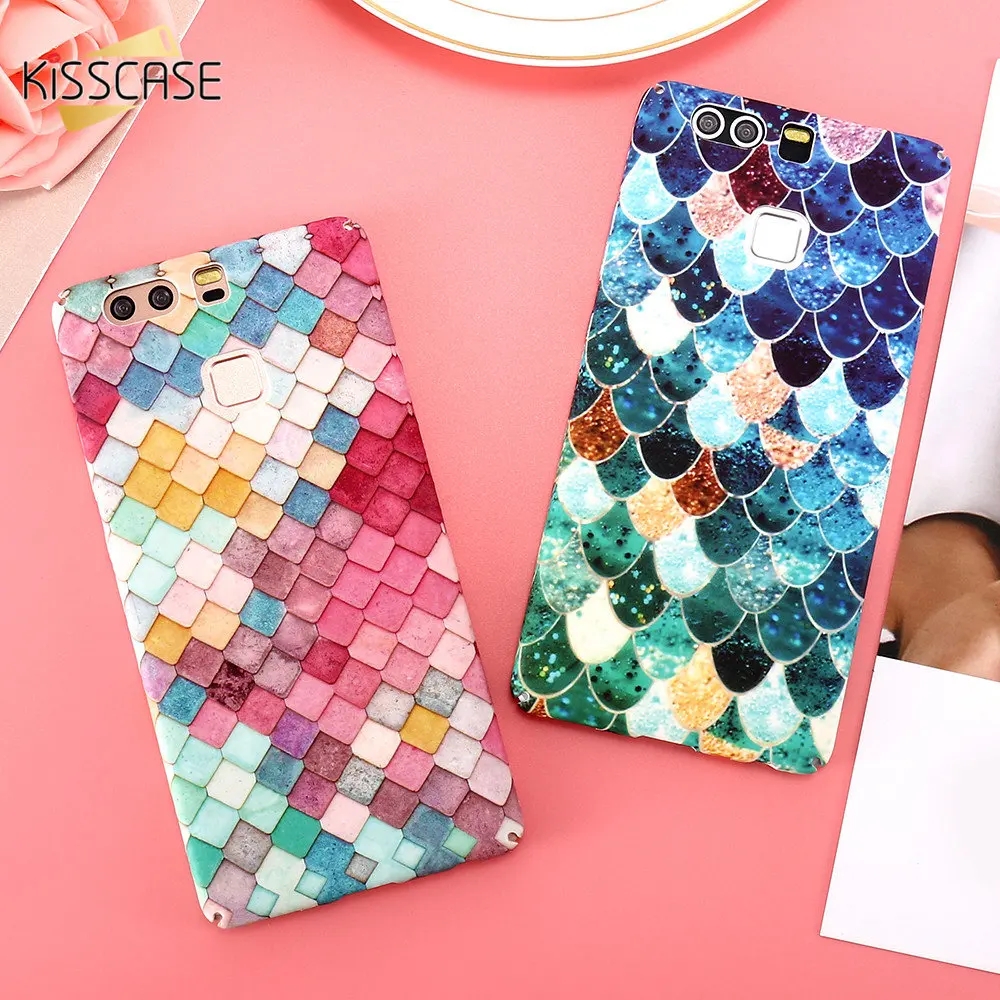 KISSCASE 3D Mermaid Scales Case For Xiaomi Mi6 Mi5 Coque Cute Girly Phone Huawei P9 P10 Plus Luminous Back Cover |