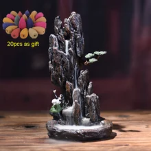 Горелка для благовоний с обратным потоком+ 20 шт. конусов для благовоний с высоким горным водопадом домашний декор держатель для благовоний орнамент Прямая поставка