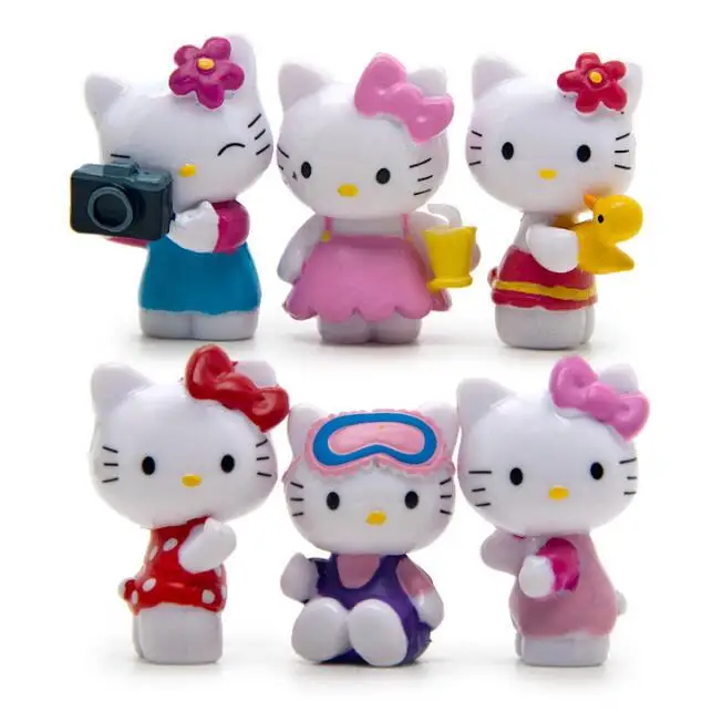 

6Pcs/set Lovely Kawaii Hello Kitty Mini Figures Children Toys DIY Craft Christmas Decoration PVC Action Figures
