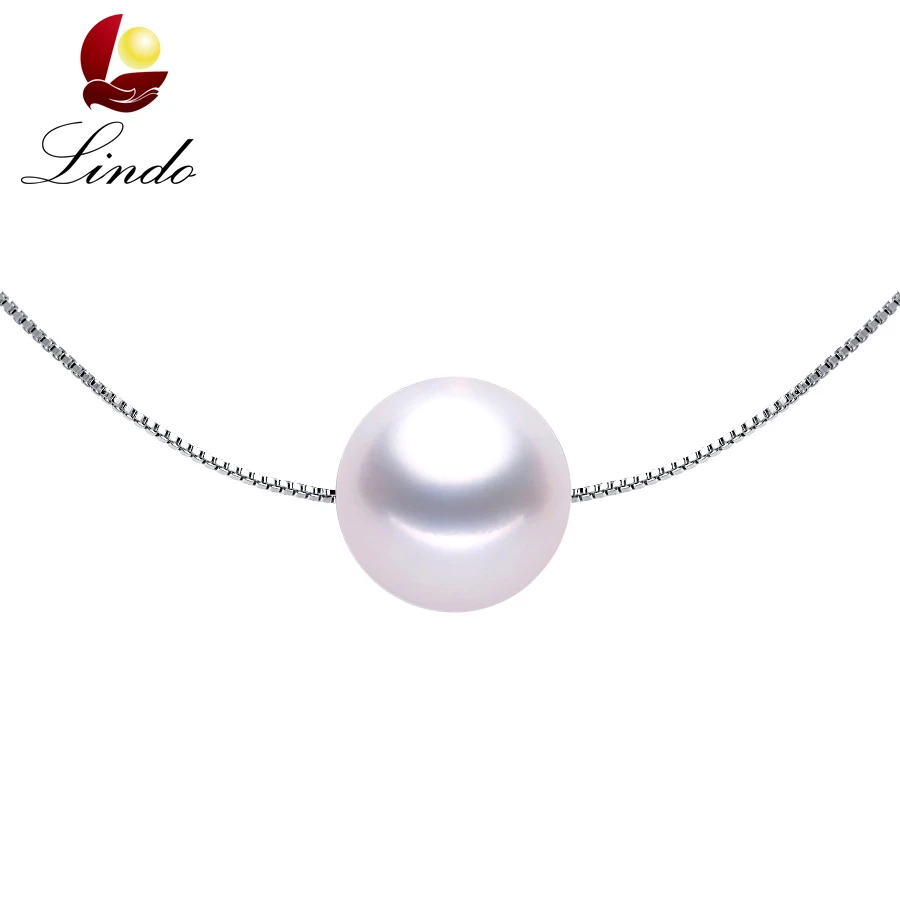 

Lowest Price 100% Round Natural Pearl Necklace 45cm !! Fashion 925 Sterling Silver White Freshwater Pearl Pendant With Box