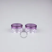 50 шт./лот 3 г пустой Пластик крем для лица Jar Очистить Косметические Контейнеры для теней для век небольшой PS бутылка с фиолетовый крышкой