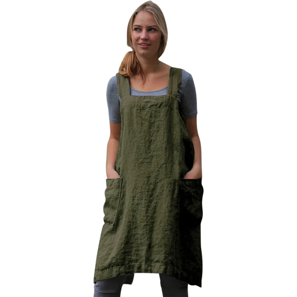 

Apron Kitchen Restaurant Cotton Linen Pinafore Square Cross Aprons Dress Home Garden Work Pinafore Cooking Apron 19APR22