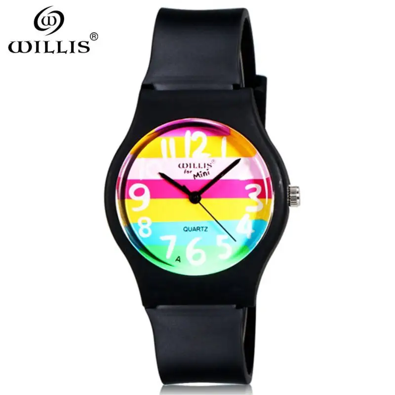 

WILLIS Luxury Brand watch Fashion Quartz Silicone candy Black Strap Women Watch with Japan waterproof Quartz Movement Wristwatch