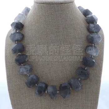 

N122408 14x23MM 19'' Faceted Cloudy Quartz Nugget Necklace