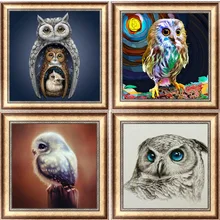 Full Circle Diamond Mosaic Cartoon Owl 5D DIY Nighthawk Embroidered Cross Rhinestone Christmas джинсы full circle