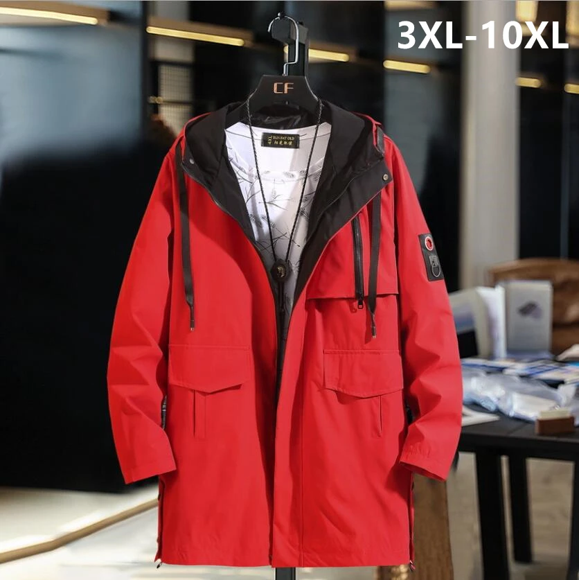 

Big size men plus size jacket men's hooded cardigan zipper tide oversize students coat big yards long jacket men 10XL 9XL 8XL