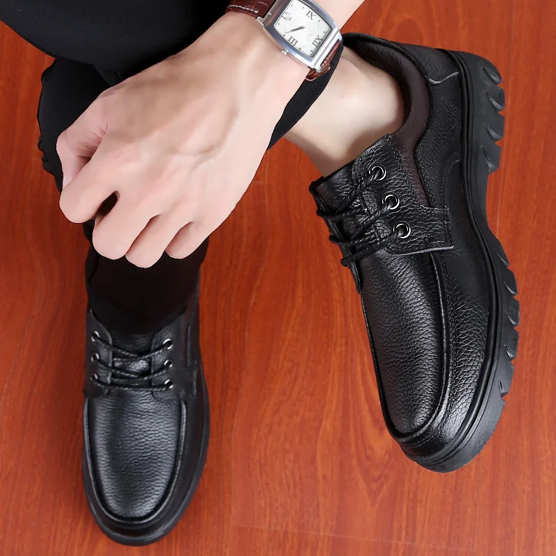 

Genuine Leather Men's Casual Shoes outdoor autumn winter warm Loafer Design Men Flat Footwear Slip On Mens Moccasin Shoes N1