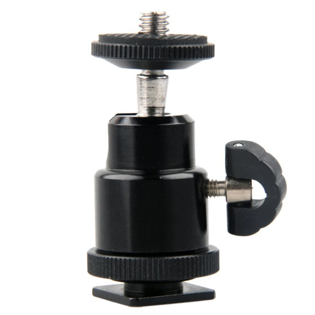 

Aluminium Alloy Mini Ball Head 1/4" Mount with Flash Shoe for DSLR SLR DC Camera Mini DV Monitor etc