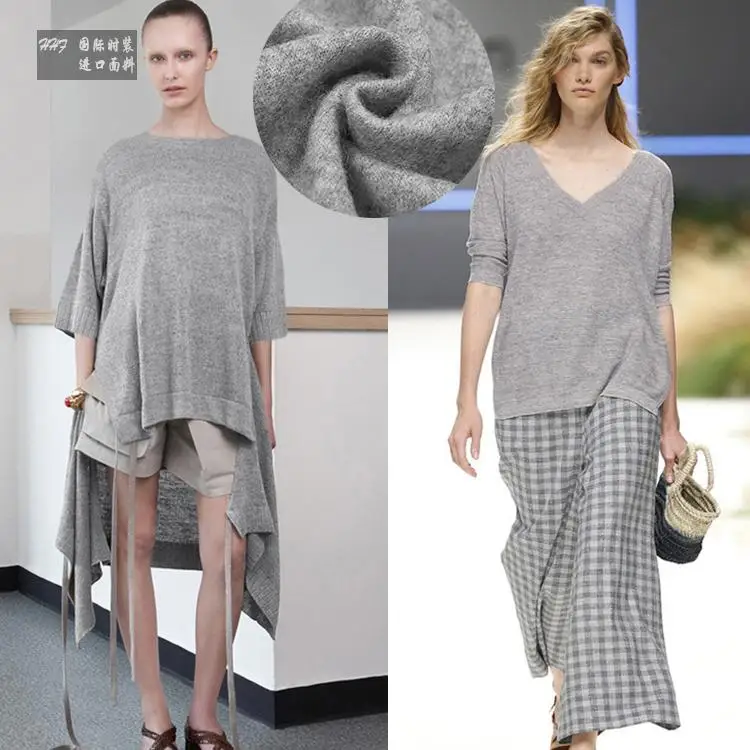 

Customized 145cm wide cashmere wool fabric export Italy 2 color elastic knitted autumn and winter fashion fabric