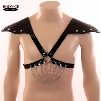 

Adult Women Punk Cosplay Costume Leather Adjustable Body Chest Harness Shoulder Tassel game wear