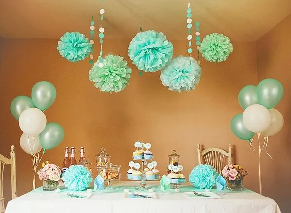 mint pom pom 5pcs 20cm tissue paper pom poms flower balls party wedding home birthday tea - Party Decorations At Home mint pom pom 5pcs 20cm tissue paper pom poms flower balls party wedding home birthday tea - Party Decorations At Home