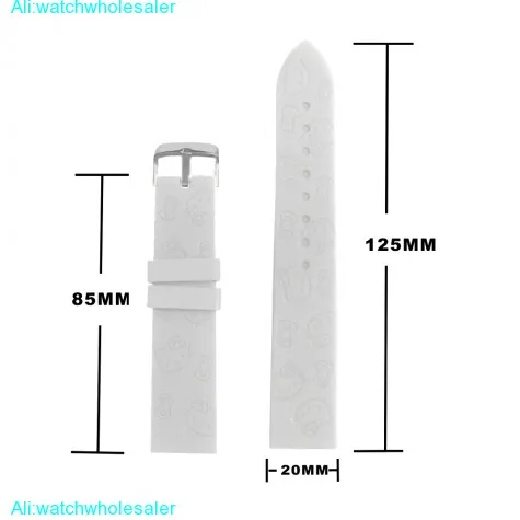 20mm Pure White Cartoon Silicone Jelly Rubber Lady Watch Band Straps WB1086B20JB
