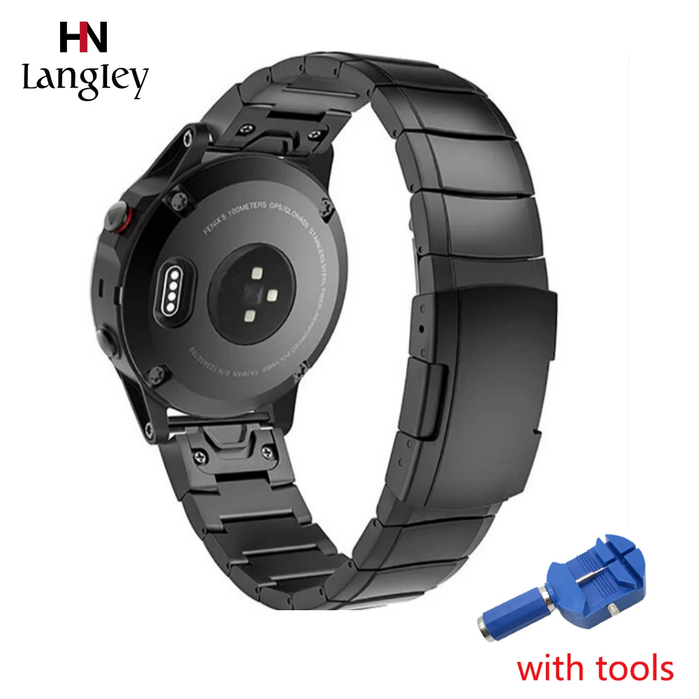 

20mm 22mm 26mm Stainless Steel Smart Watch Bands for Garmin Fenix 3/5/5X/5S Easy Quick Install Fit Link Replacement Accessories