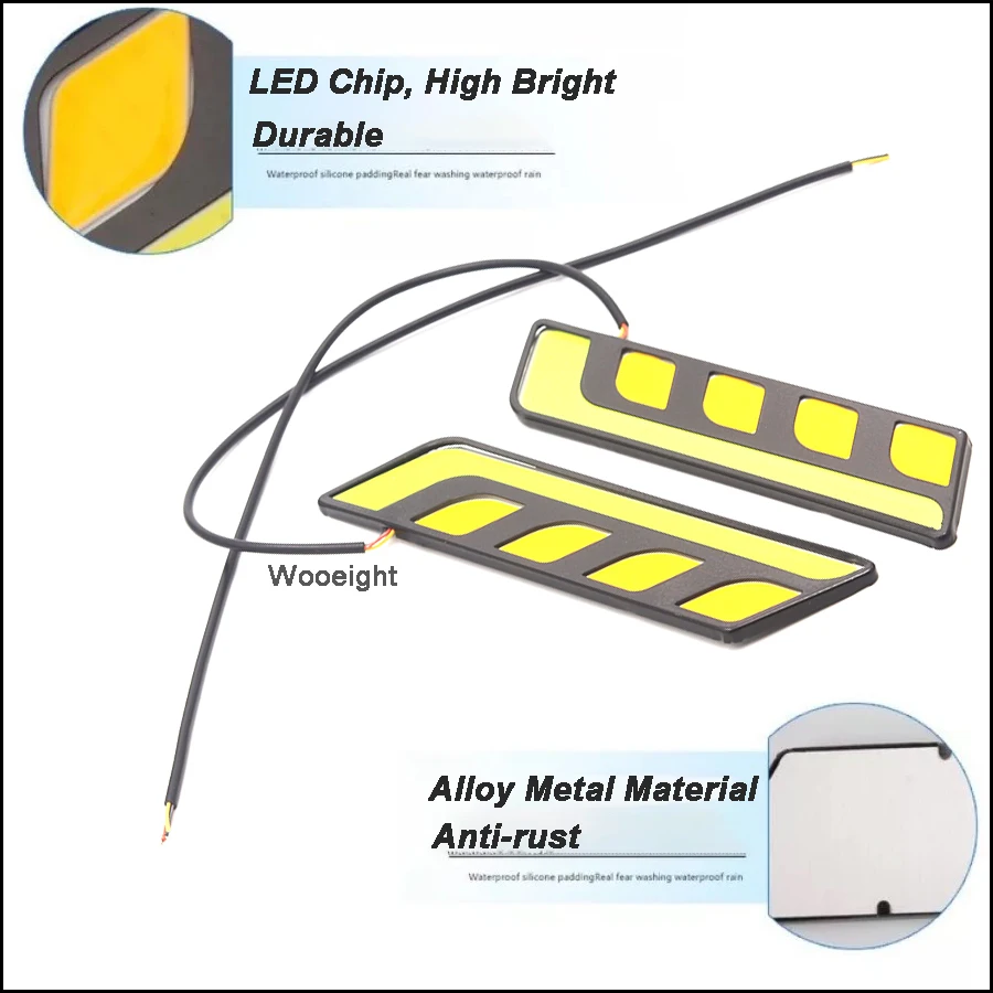Wooeight 12V Car Daytime Running Driving DRL Light & Turn Signal Light Waterproof COB LED Work Lights For ATV Auto Cars SUV (3)