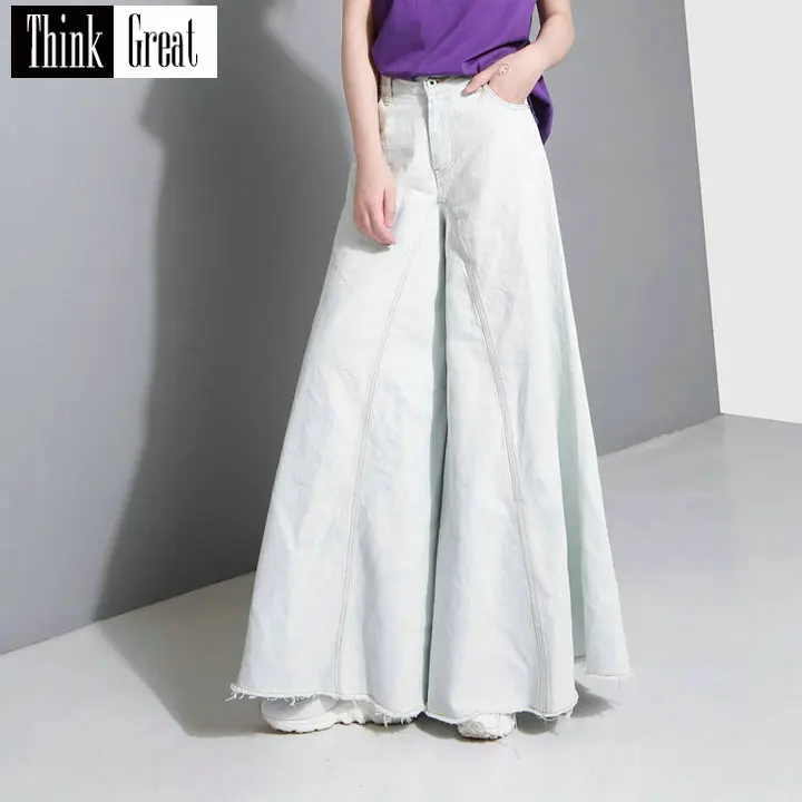 

2017 Spring New Fashion Women Jeans Pluz Size Loose Jeans Do Old Flare Pants Wide Leg Pants Solido Color Long for Women Jeans