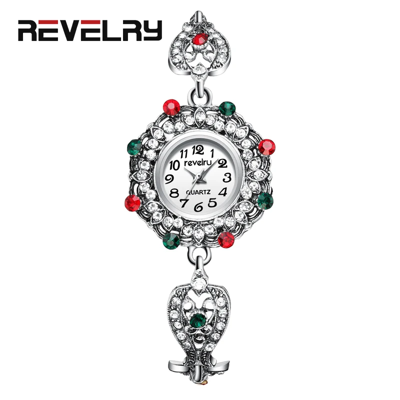 

REVELRY Ladies Elegant Wrist Watches Women Bracelet Rhinestones Analog Quartz Watch Women's Fashion Small Dial Watch reloj mujer