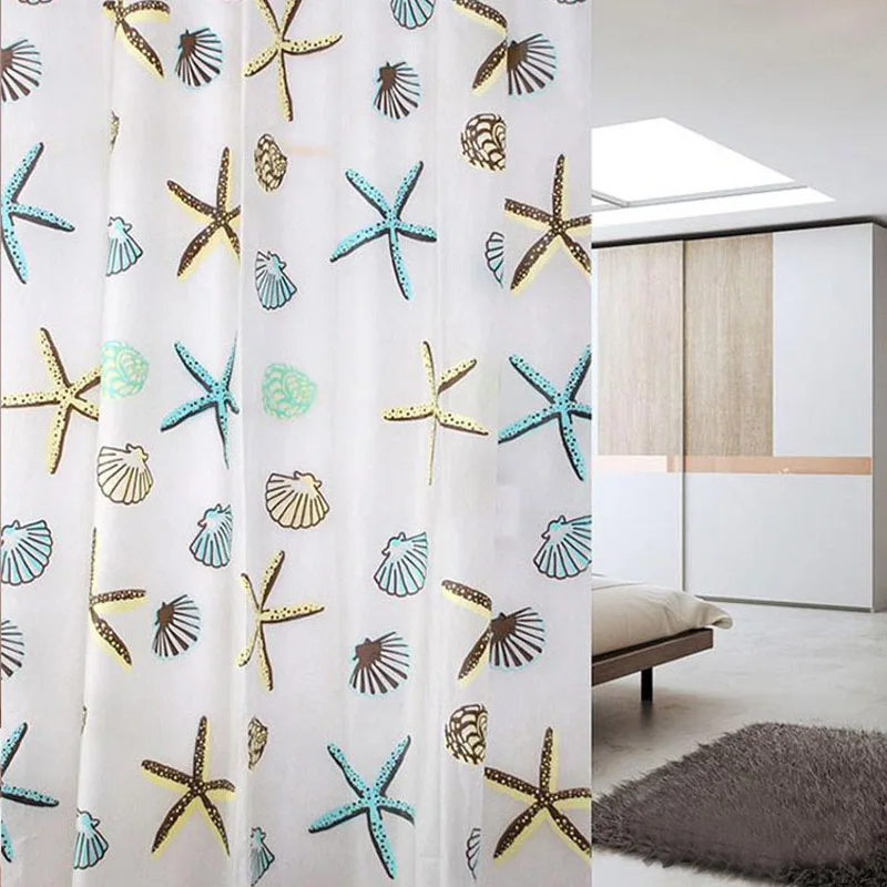 

Modern Shower Curtain Starfish Partition Fresh Seaside Style Waterproof Mildew PEVA Curtain For Bathroom Shower Room FC0099