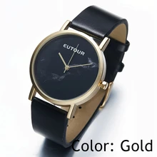 EUTOUR 2017 top Bracelet or de Dames femmes montre Simple De Mode Marbre montres en cuir robe Quartz montres 38mm Horloge