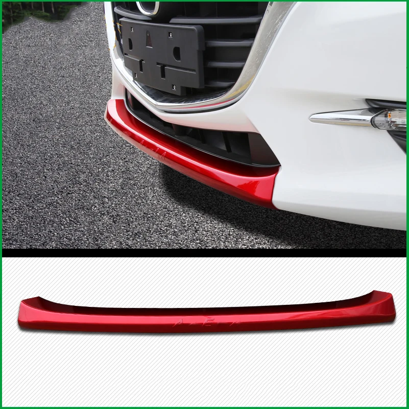 

Car Styling For Mazda 3 M3 Axela 2017 2018 ABS Front Bumper Lower Grille Protector Plate Lid Cover Sticker Trim Decorative strip