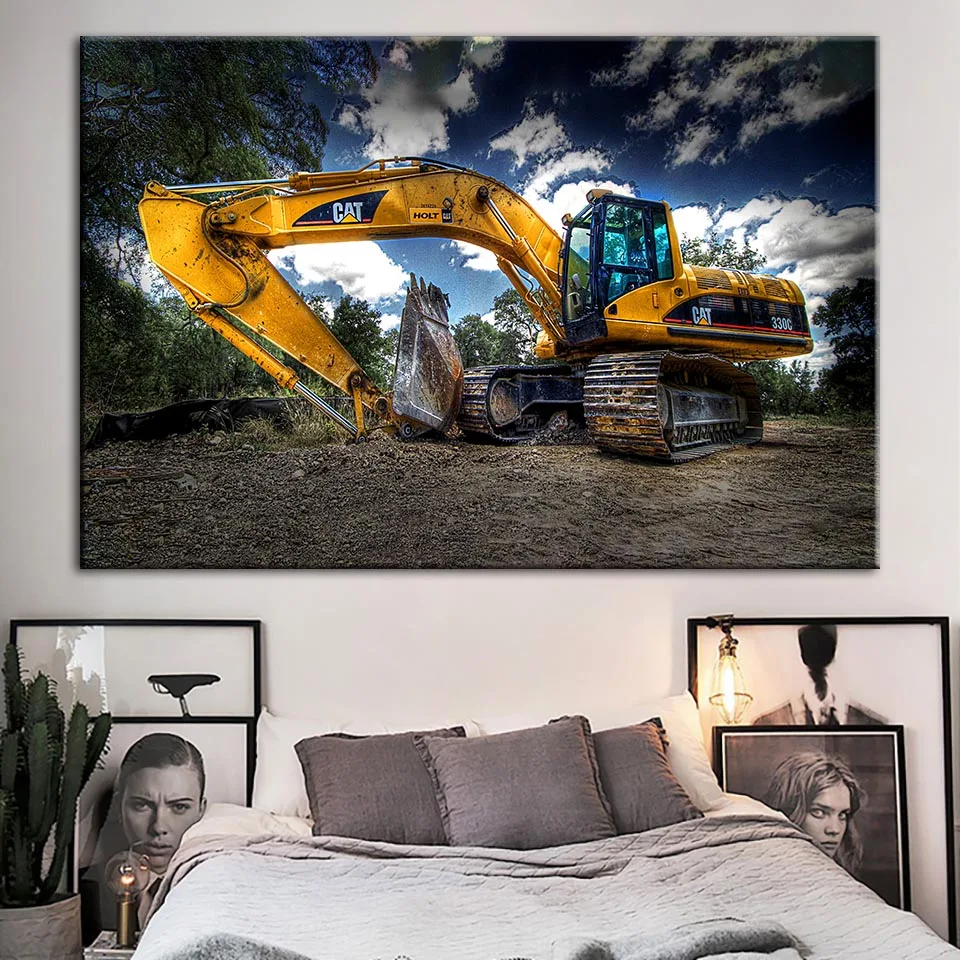 

Home Decoration Canvas Painting Excavator Pictures Wall Art Hd Prints Modular Landscape Poster For Living Room Framed Artwork