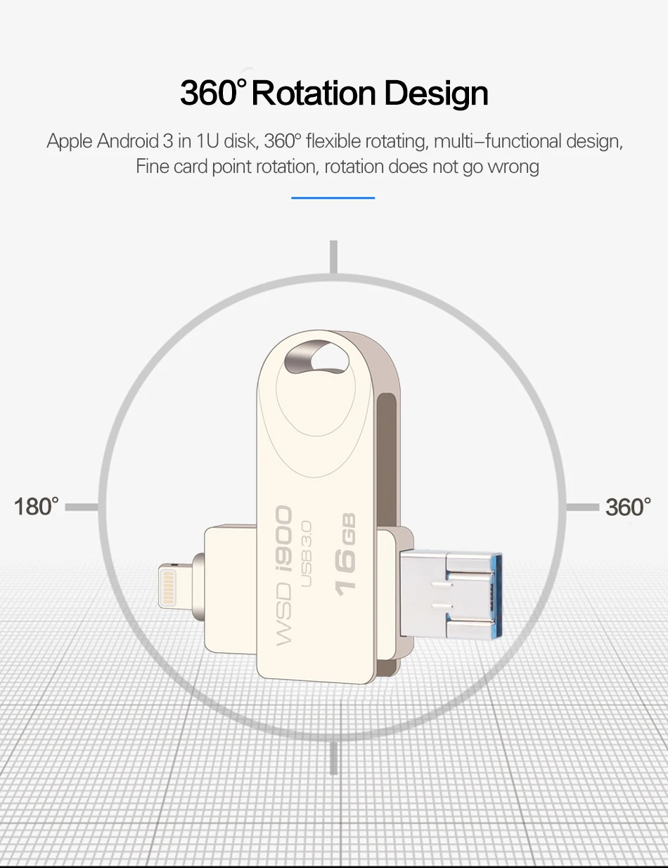 Wansenda OTG USB3.0 флеш-накопитель 8 ГБ 16 ГБ 32 ГБ 64 Гб 128 ГБ USB флэш-накопитель удивительный 3 в 1 высокоскоростной Флешка для iphone/Android/PC