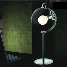 Прозрачная сфера мяч ясно Стекло настольная лампа современные металлические Спальня офис исследование Лампы для мотоциклов Чтение свет на стол