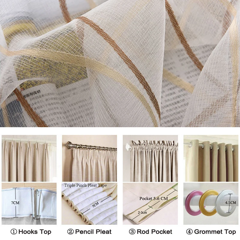 New Europe Style Fashion Design Printed Striped Curtain Tulle Fabrics for Bedroom Window