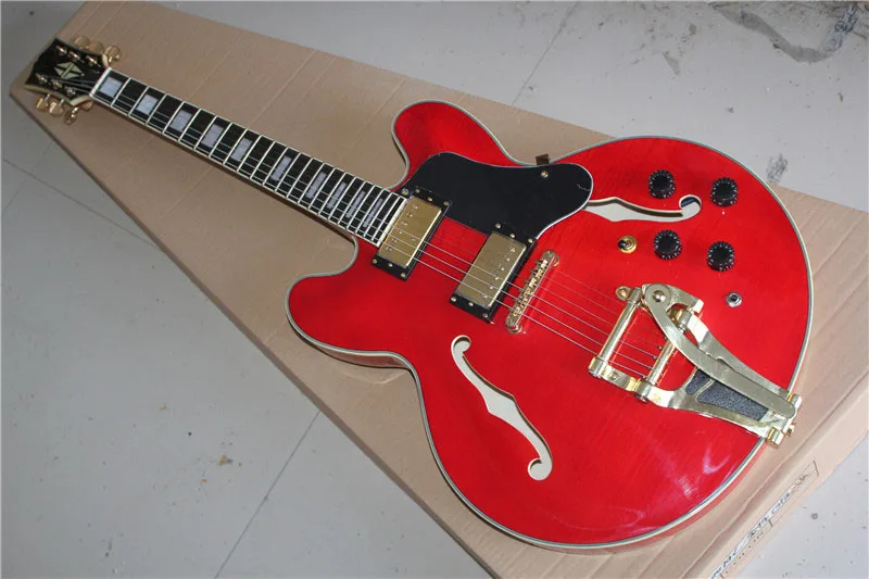 free shipping Top quality New Arrival Guitar with Bigsby Tremolo ,RED 335 Hollow Body Electric Guitar 1117 free shipping Top quality New Arrival Guitar with Bigsby Tremolo ,RED 335 Hollow Body Electric Guitar 1117