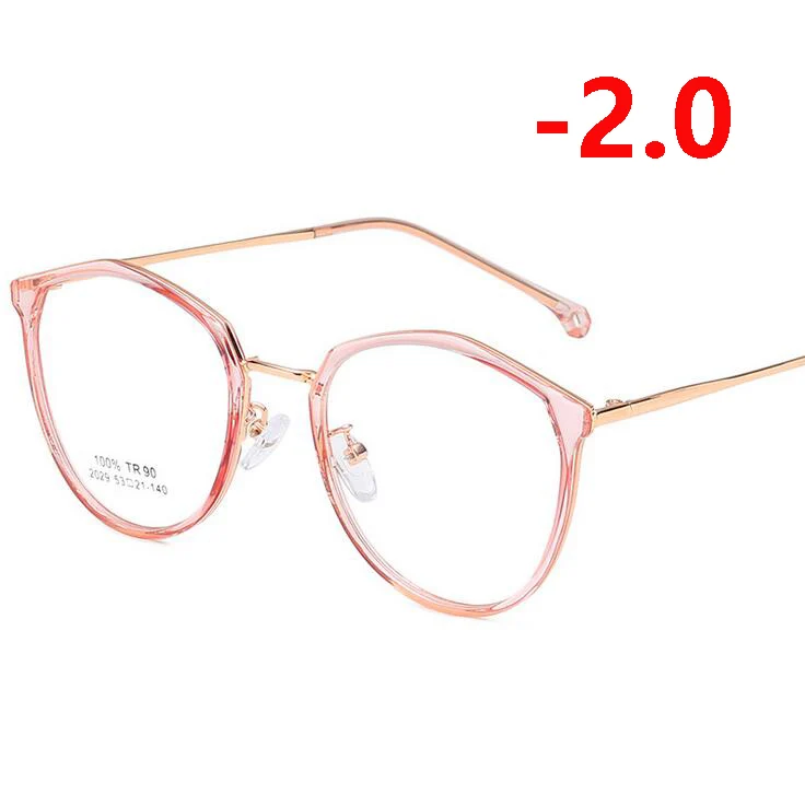 Ультралегкая оправа TR90, 1,56 асферические линзы, очки по рецепту, ретро очки для студентов, очки для близорукости от 0 до 0,5 до 4,0 - Цвет оправы: Myopia 200