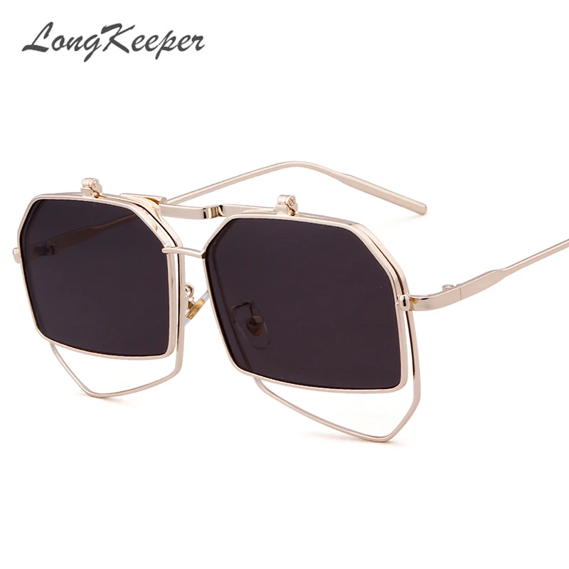

LongKeeper Brand Designer Sunglasses Men Women Retro Vintage Sun glasses Big Frame Fashion Glasses Top Quality Eyeglasses UV400
