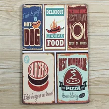 Новое прибытие "хот-дог и вкусные мексиканская еда" Олово знак жести Винтаж Металл Картина для бара Decration обои 20x30 см