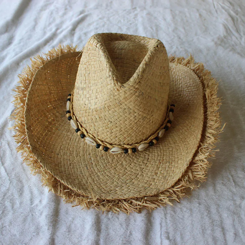 Летние мужские джазовые шляпы из рафии, мужские американские западные ковбои, соломенная шляпа с принтом звезд, пляжные кепки от солнца для мужчин